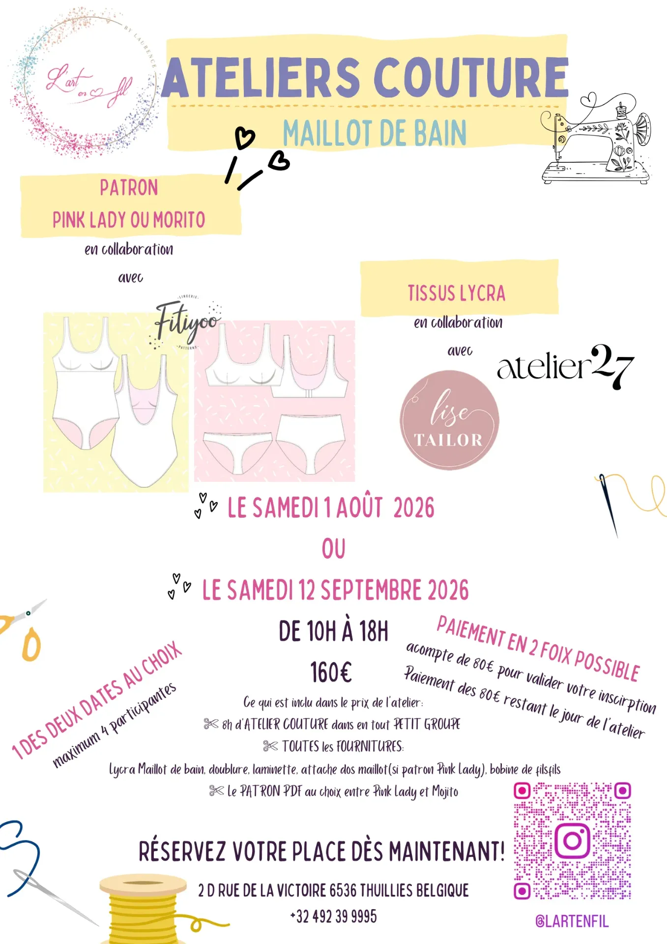 Atelier maillot de bain 12 septembre Thuillies (BE)